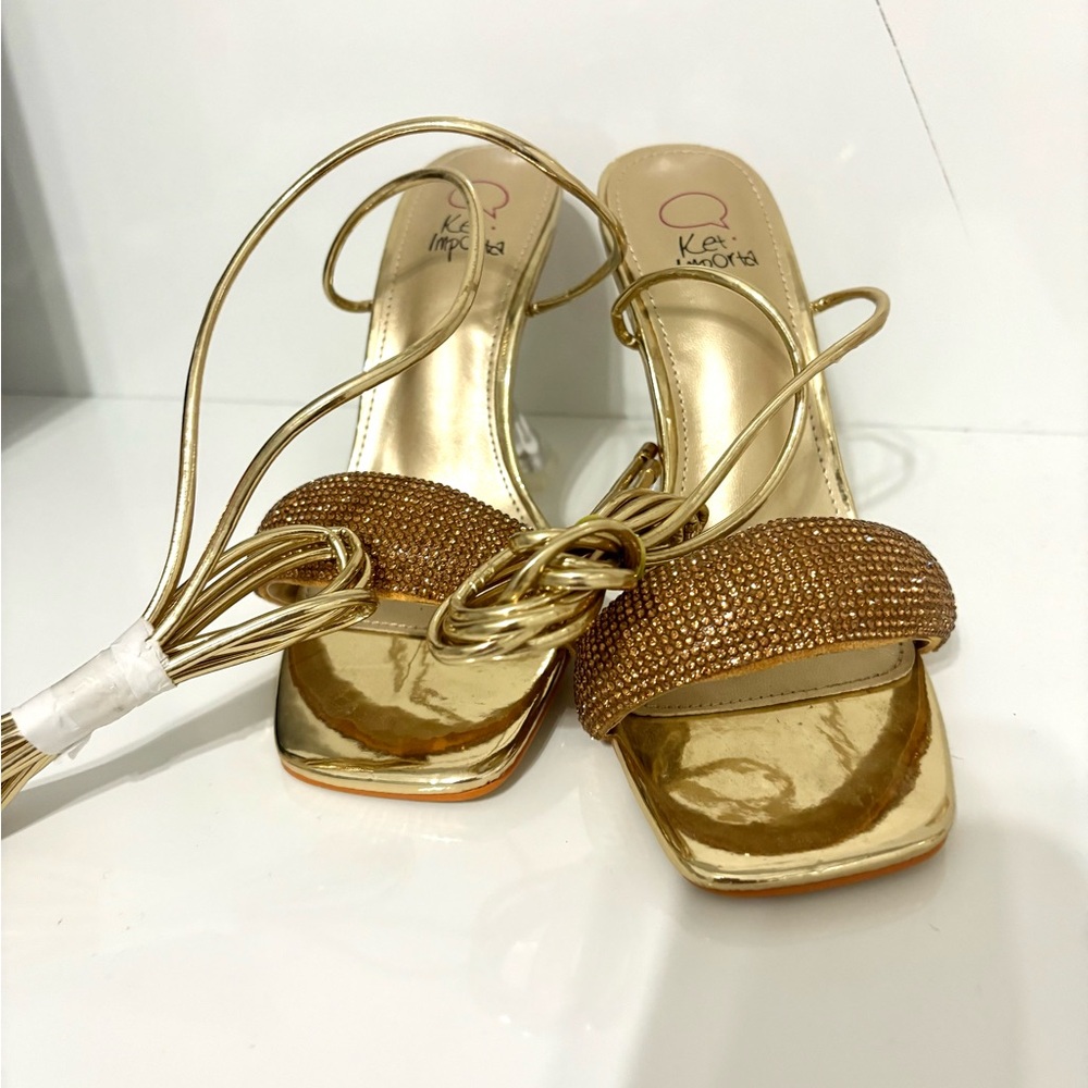 Brand New Gold Tie Up Heels